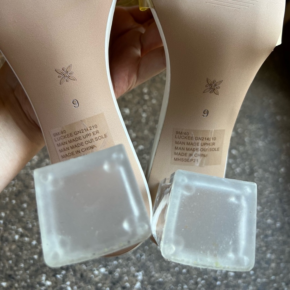 Bcbgeneration White Square-Toe Clear Strap Mules - image 4